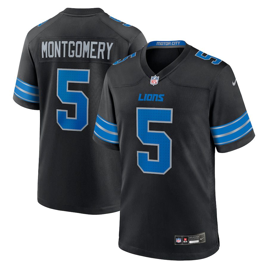 Men Detroit Lions 5 David Montgomery Nike Black 2nd Alternate Game NFL Jersey